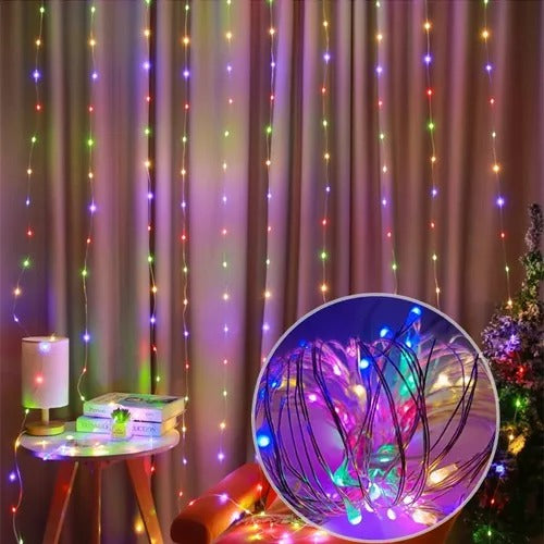 Cortina Luz Led Multicolor 3 x 3 M