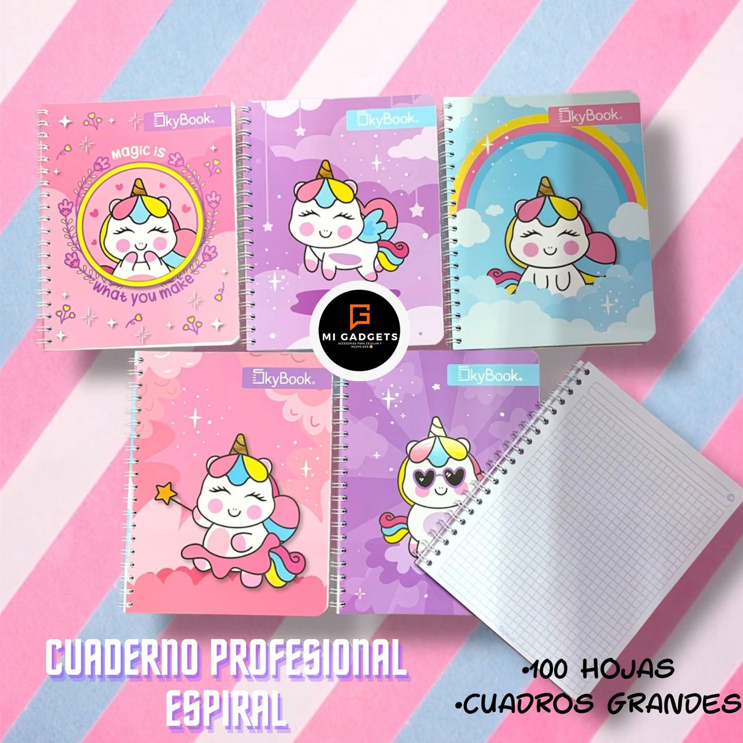 Libreta Cuaderno Cuadros Unicornios