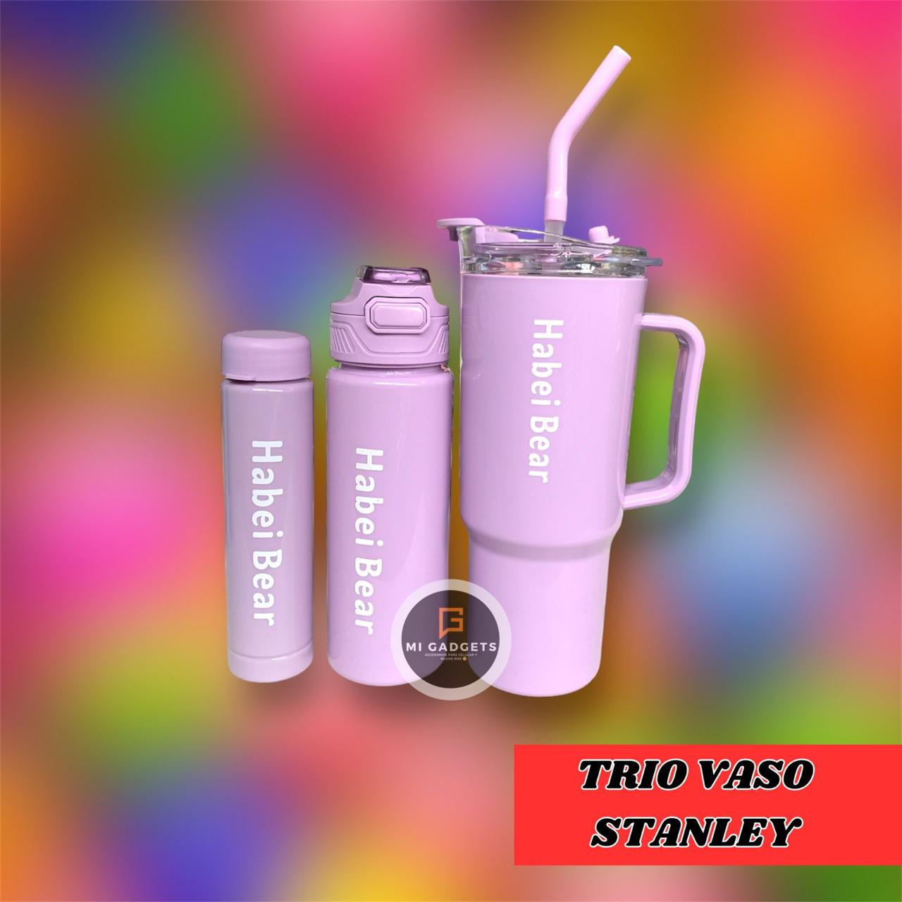 Trio De Vasos Con Popotes Y Stickers