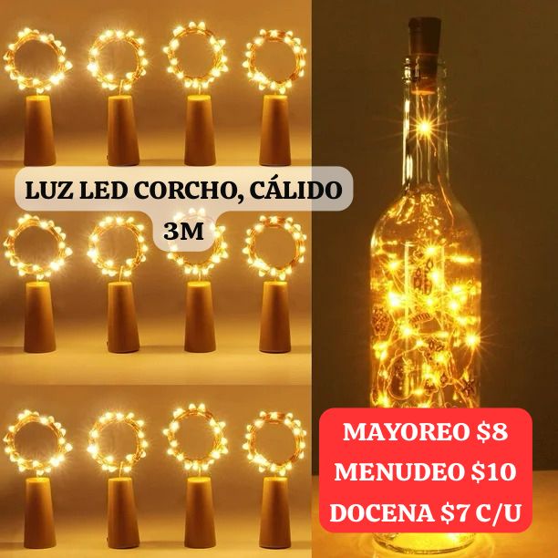 Corcho / Tapon Con Luz Led Calido