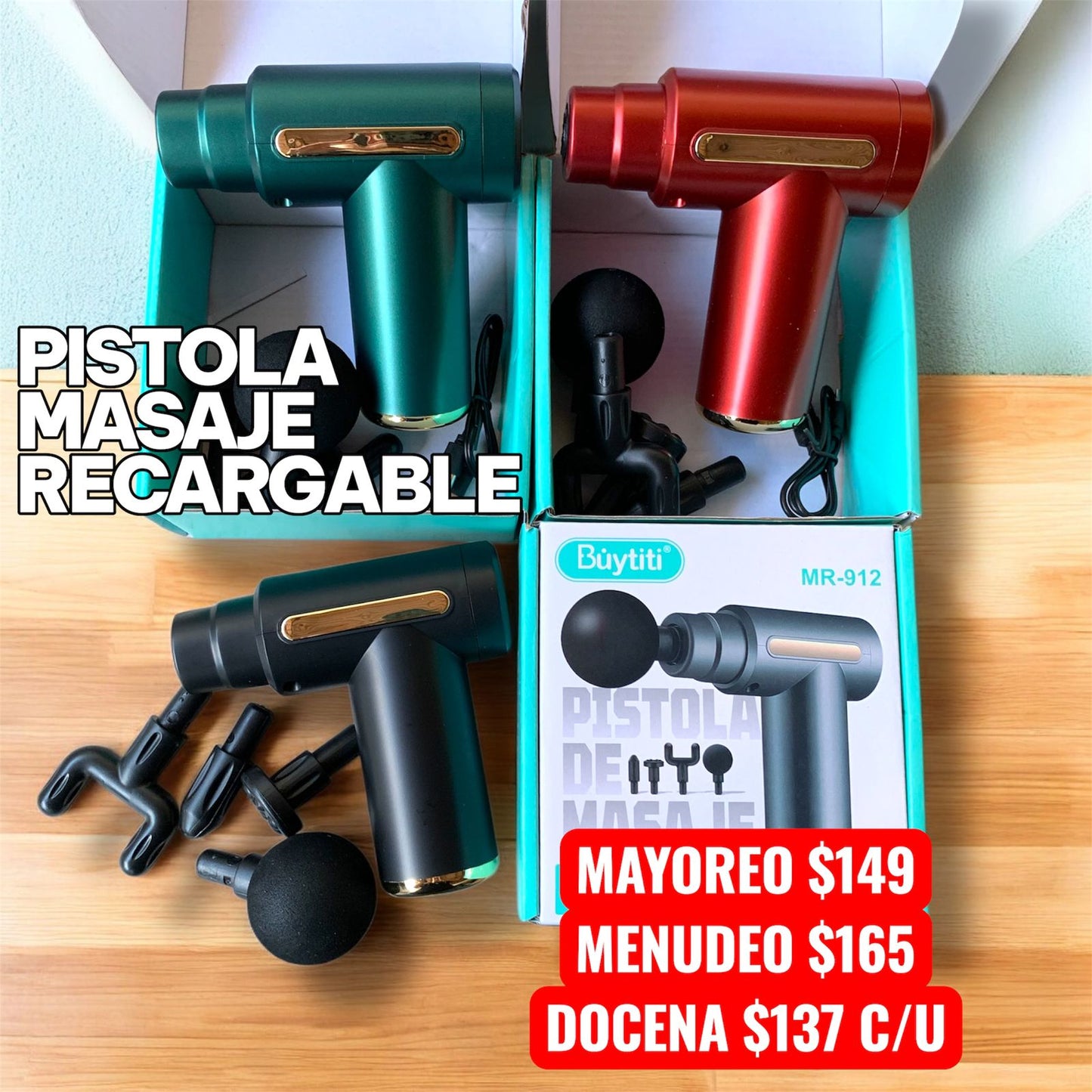 Masajeador Pistola Recargable MR-912