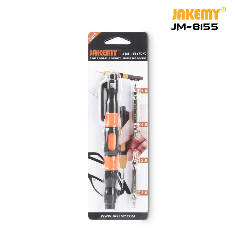 JAKEMY JM-8155 Juego de destornilladores portátiles de bolsillo 3 en 1