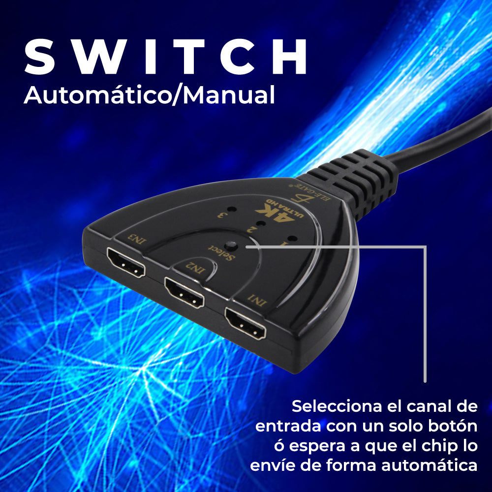 Hdmi Switcher 4k 3 Entradas 1 Salida CON.60.4K