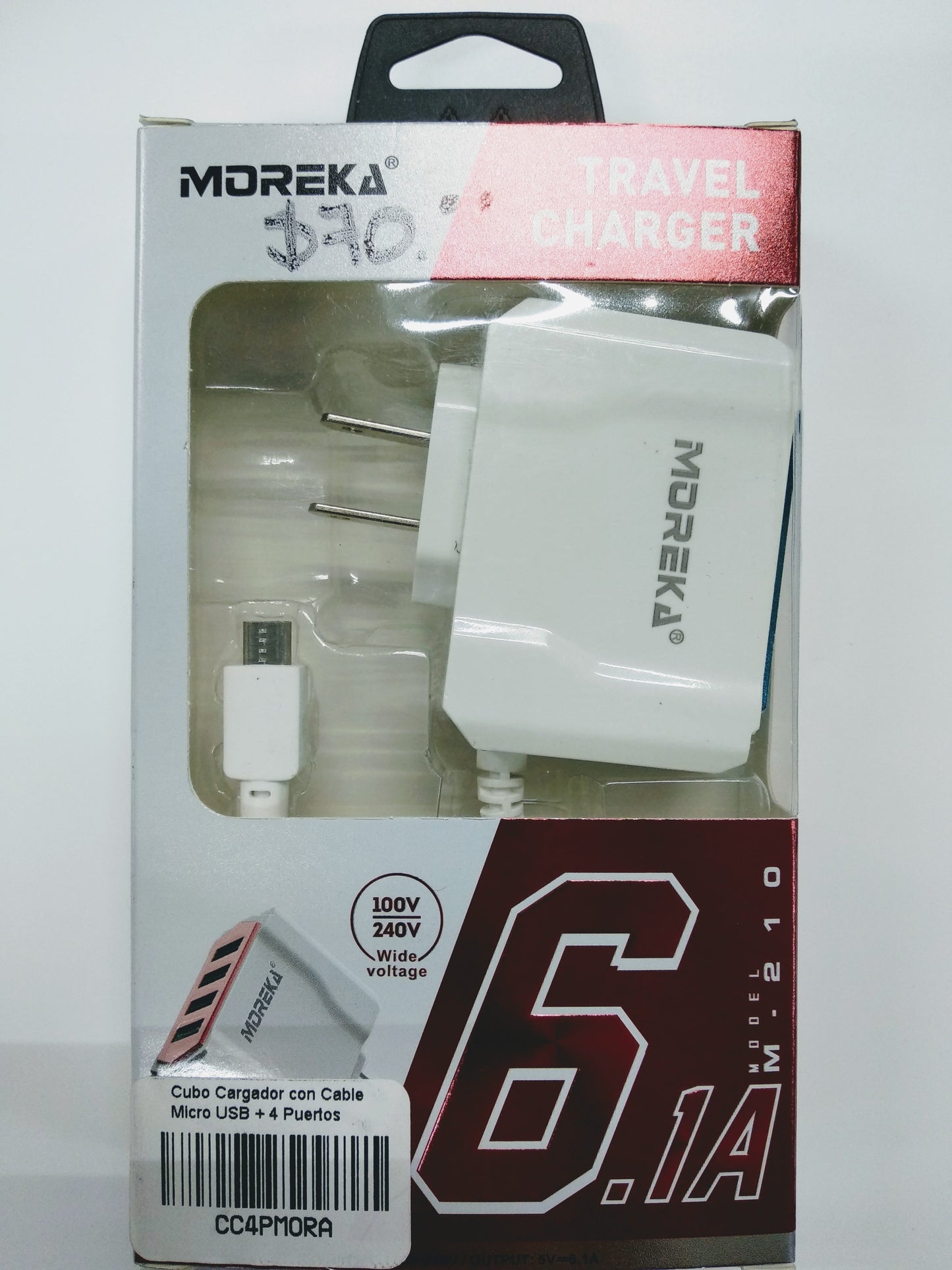 Cubo Cargador con Cable Micro USB + 4 Puertos