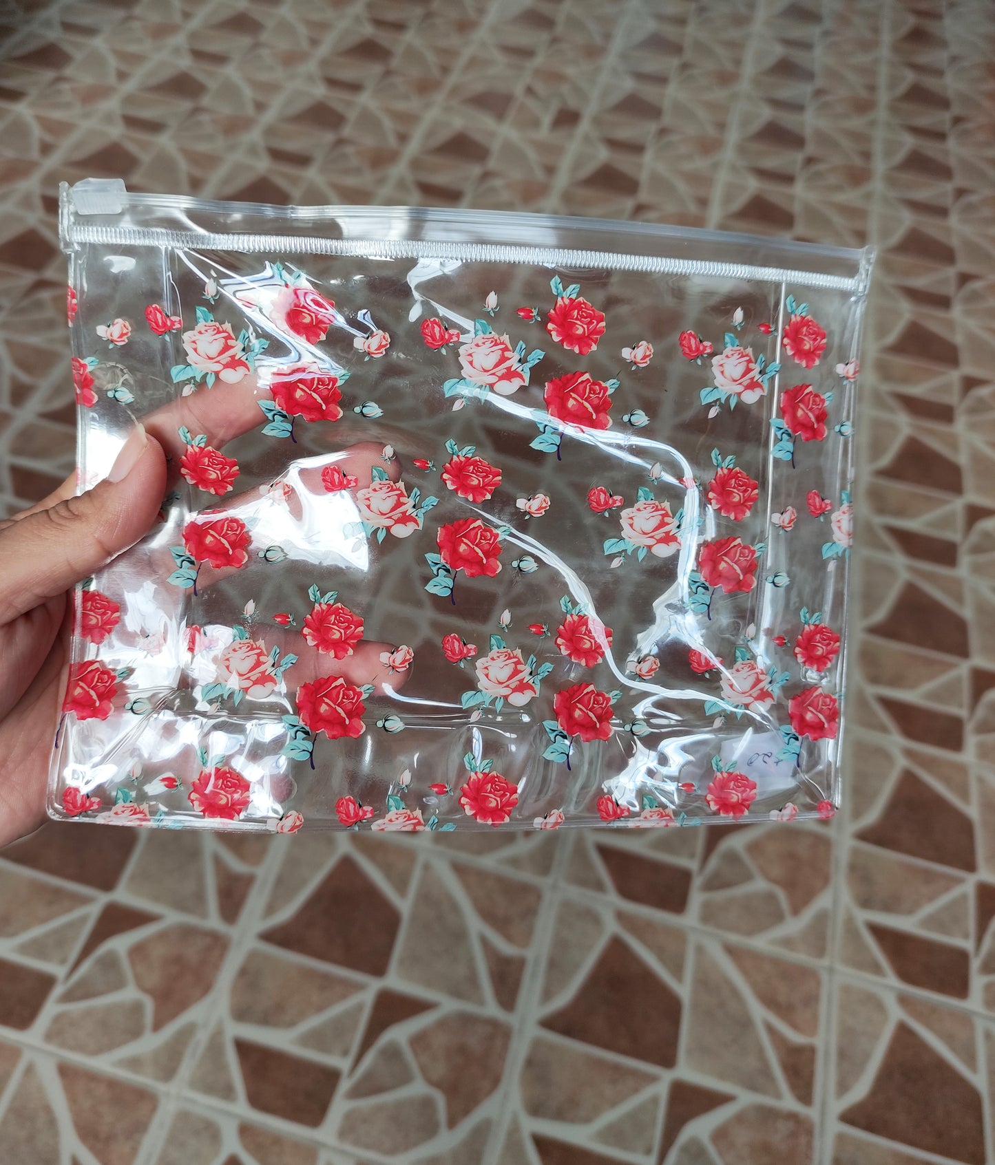 Cosmetiquera Rosas Transparente