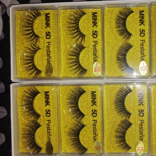 10 PARES DE PESTAÑAS JIEFEI BEAUTY MINK 5D PELO NATURAL