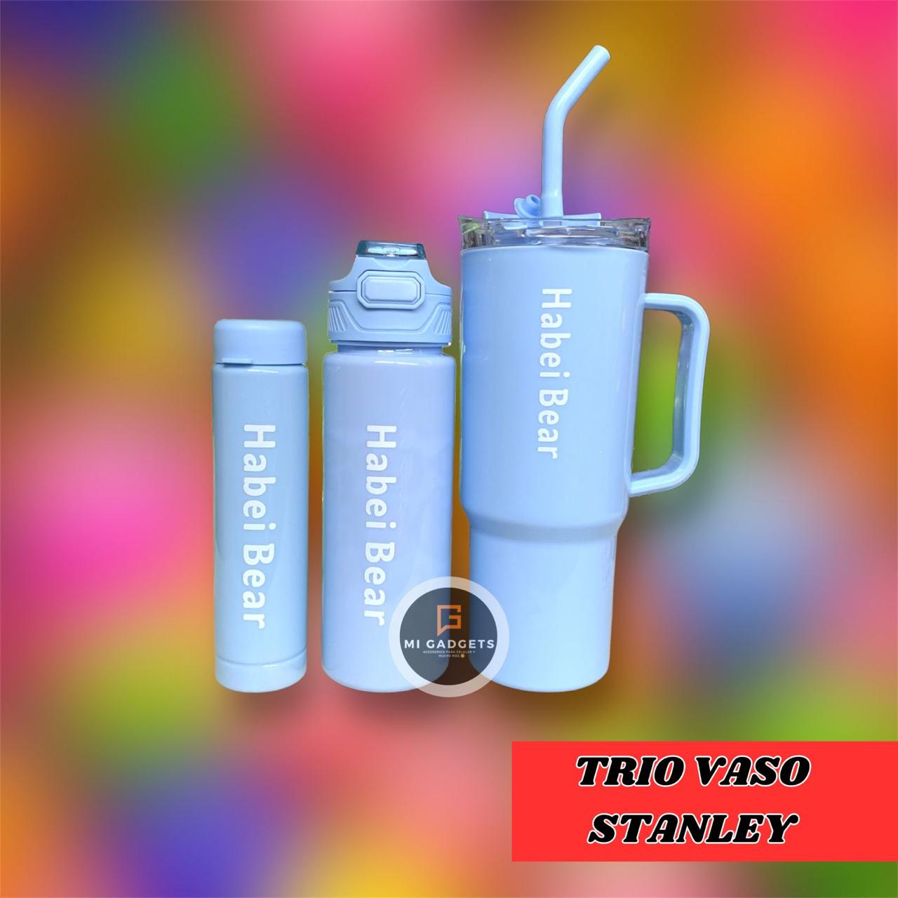 Trio De Vasos Con Popotes Y Stickers
