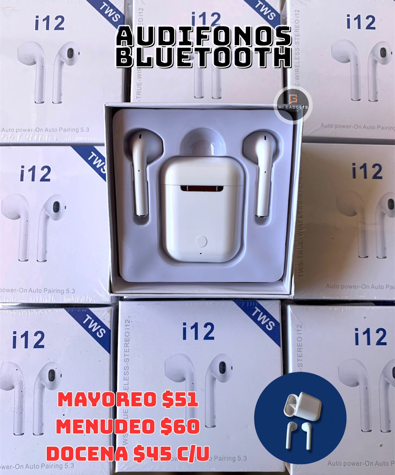 Audífonos bluetooth I12 TWS