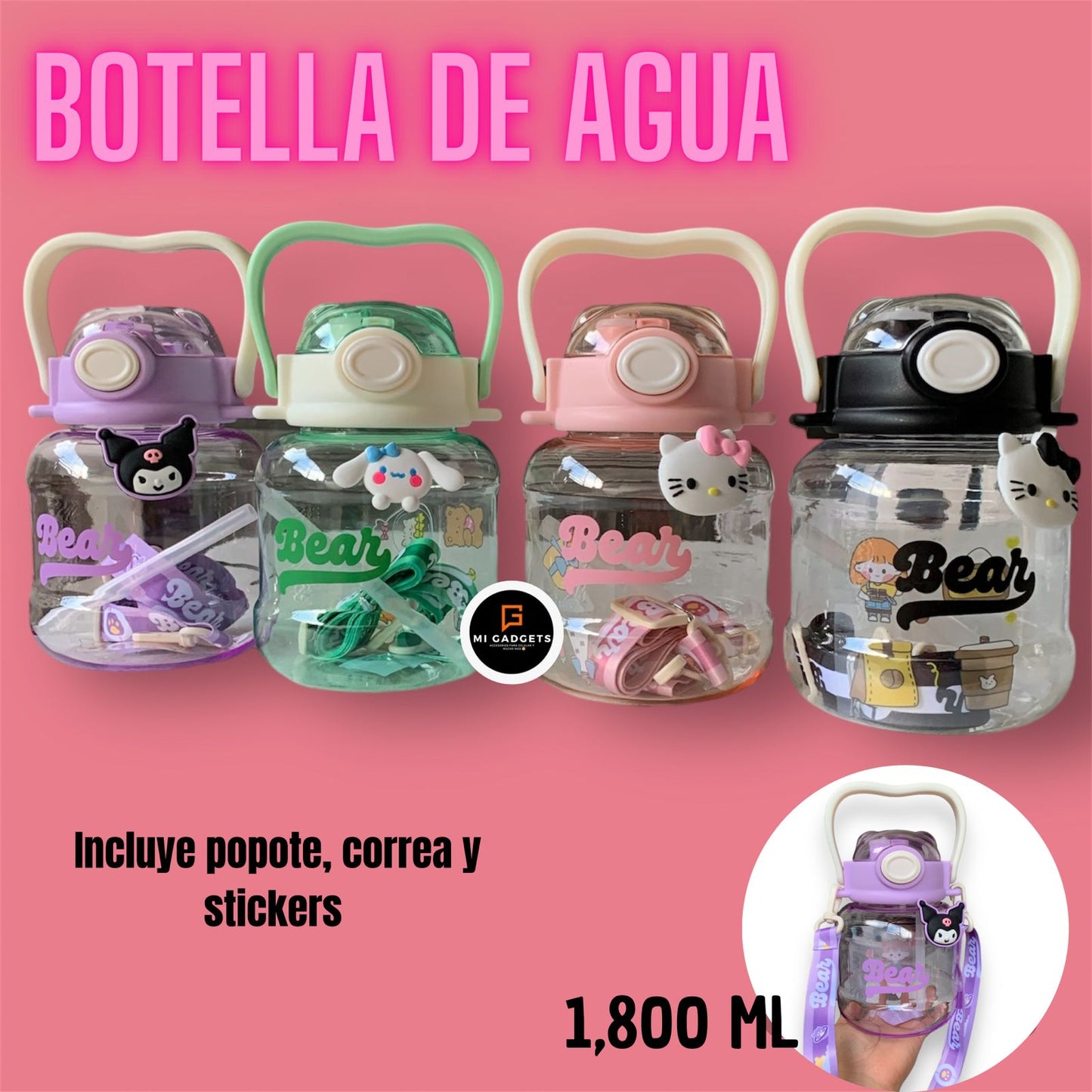 Termo Diseño Botella De Agua Sanrio 1800 Ml