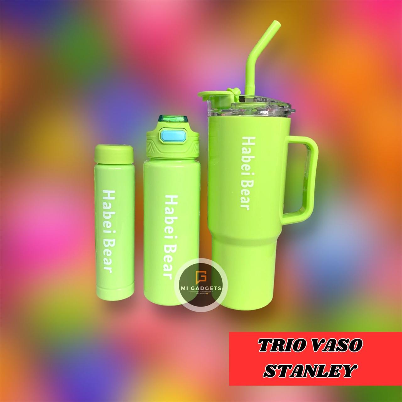 Trio De Vasos Con Popotes Y Stickers