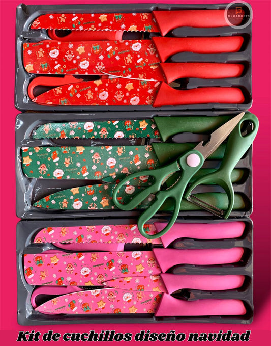 Set De Cuchillos Diseño Navidad (ASOC)