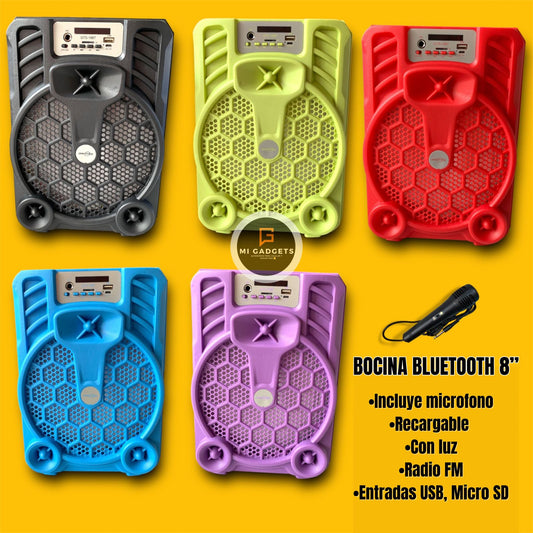 Bocina Bluetooth 8´  Con Microfono GTS-1987 (VERDE)