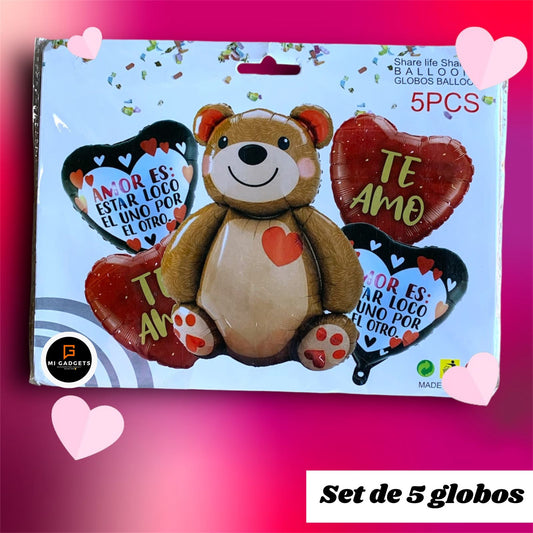 Paquete Globos Diseño Teddy 5pz