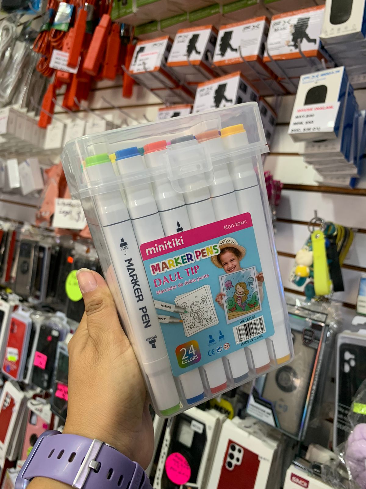 Plumones Doble Punta 24 pz