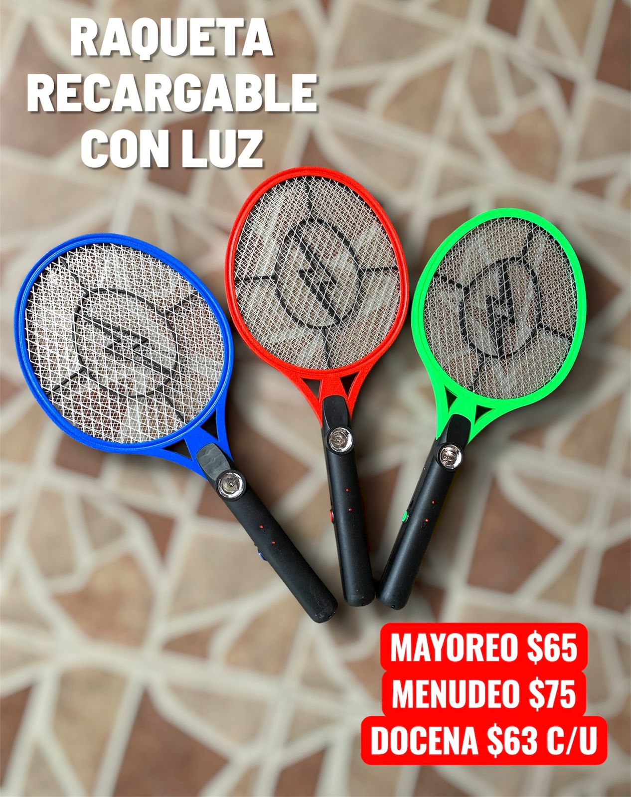 Raqueta Con Linterna, 2 En 1