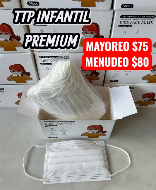 Cubrebocas Tricapa Infantil Premium 50 Pz