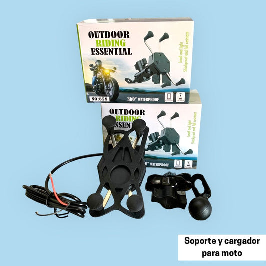 SOPORTE PARA CELULAR CON CARGADOR PARA MOTO SH-3018-3 (ASOC)