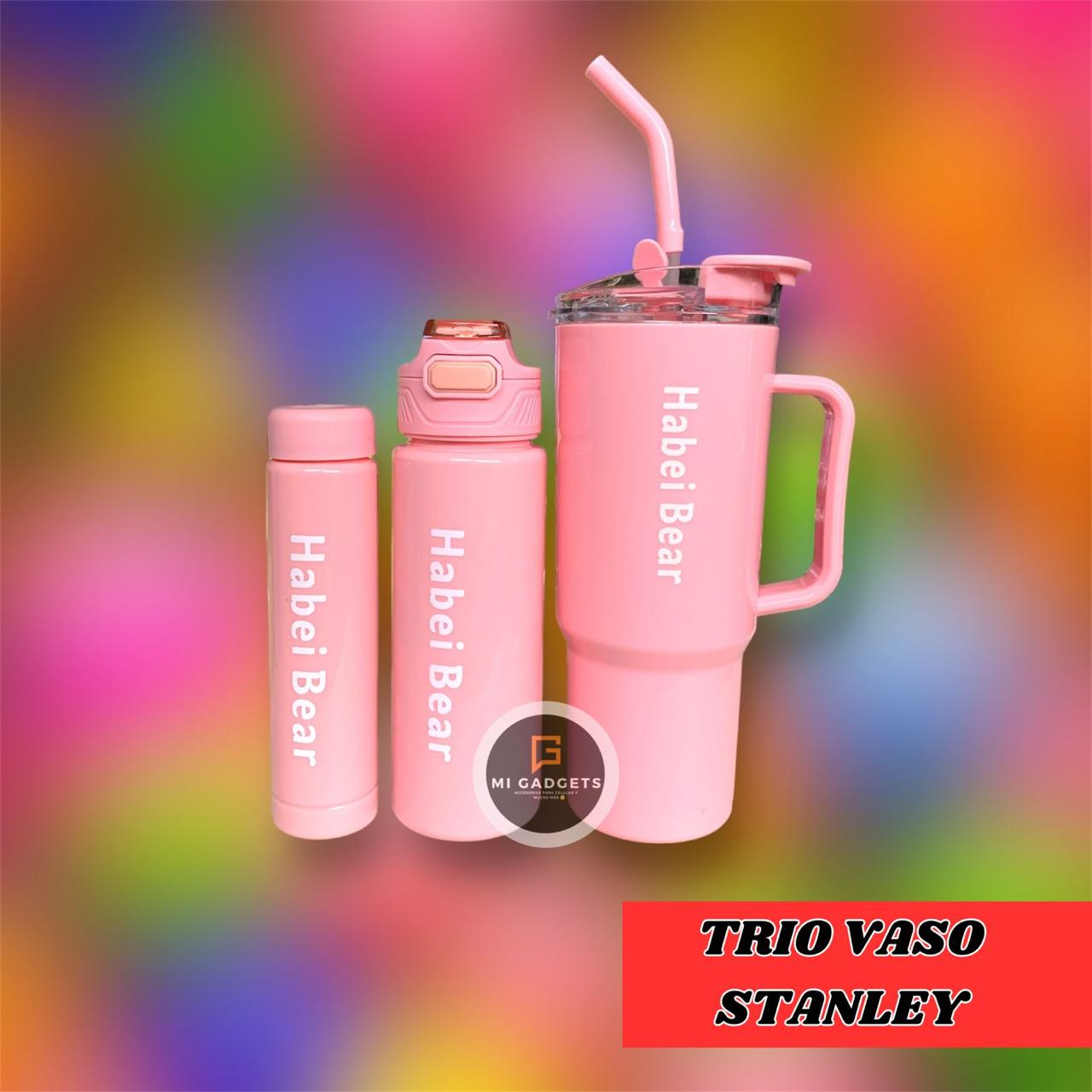 Trio De Vasos Con Popotes Y Stickers