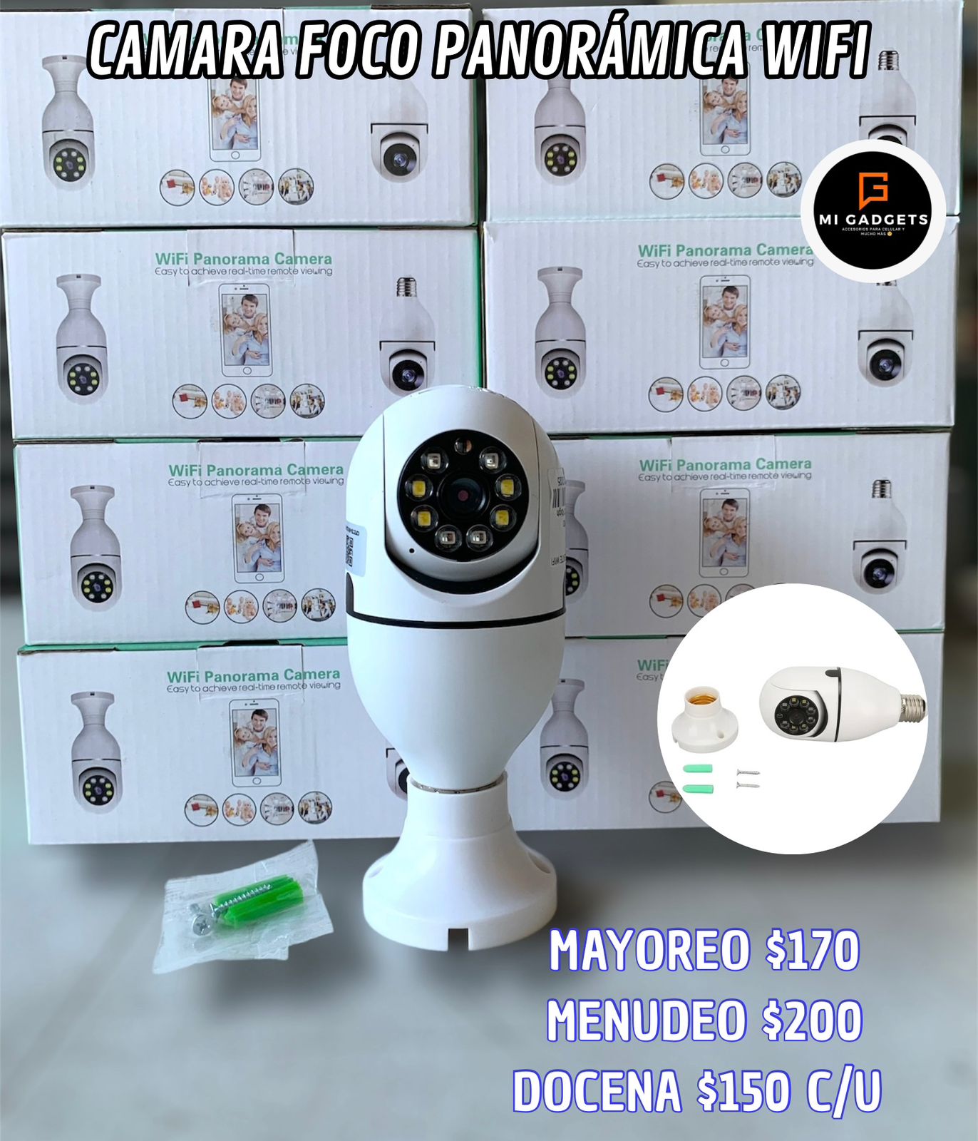 Camara panorámica wifi E27