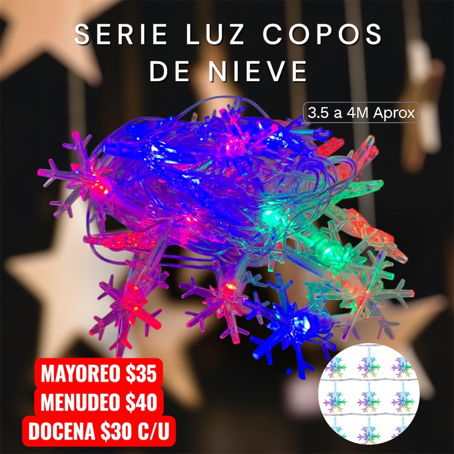 Serie De Foquitos Navidad Copos De Nieve Multicolor ZSD-092