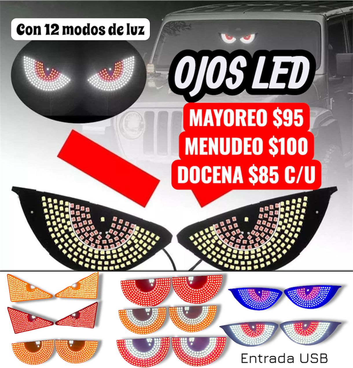 OJOS LED  12 MODOS DE LUZ