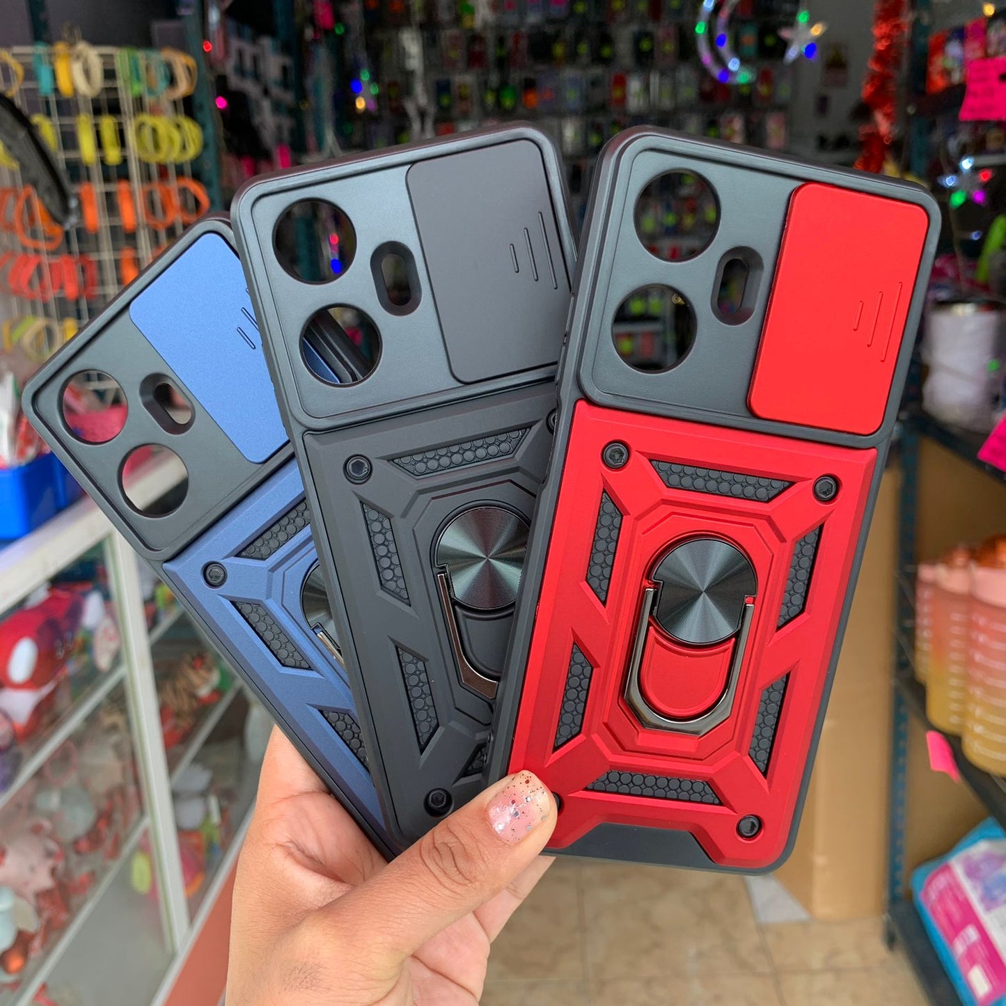 Funda Uso Rudo Con Protector De Camara Deslizante Para Realme C55