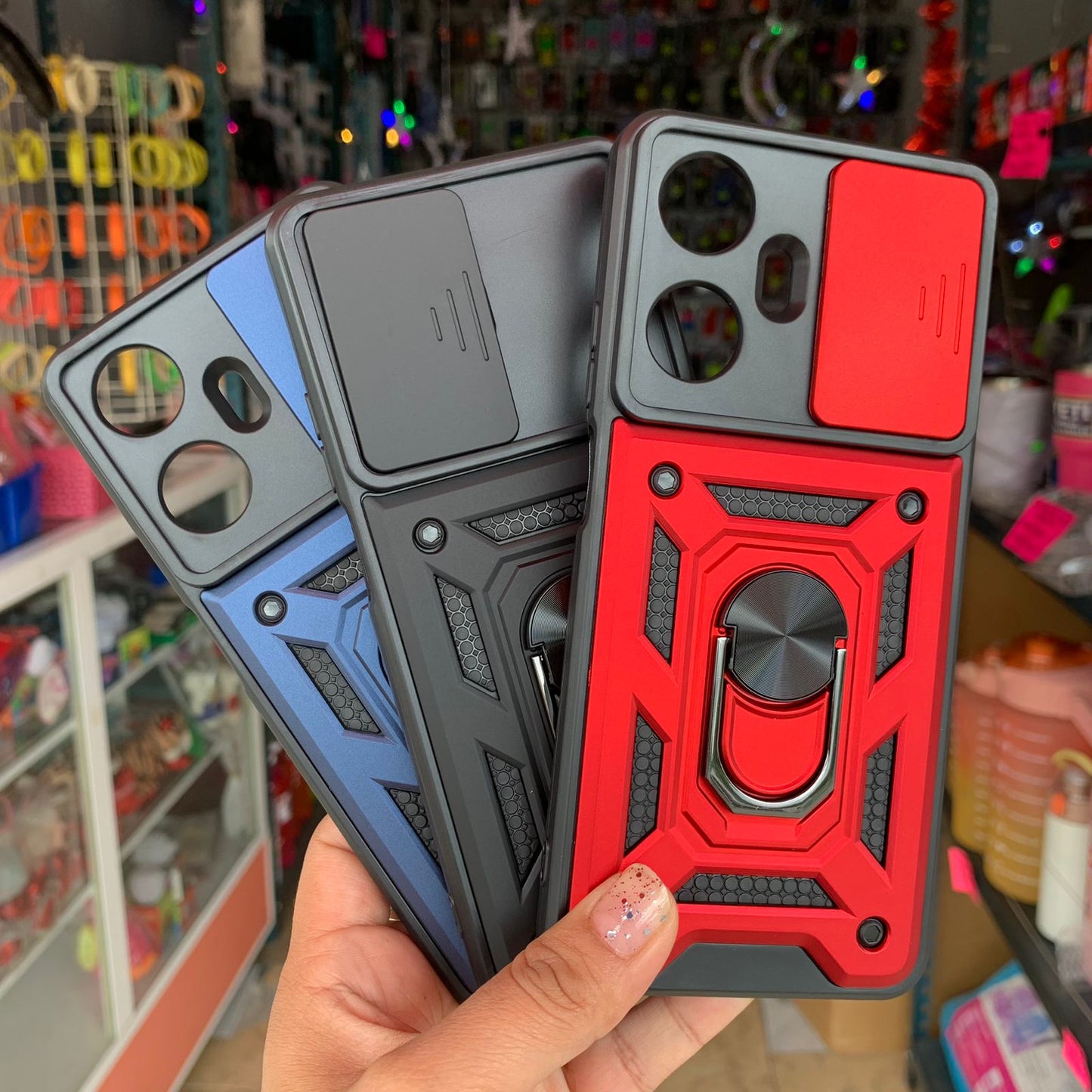 Funda Uso Rudo Con Protector De Camara Deslizante Para Realme C55