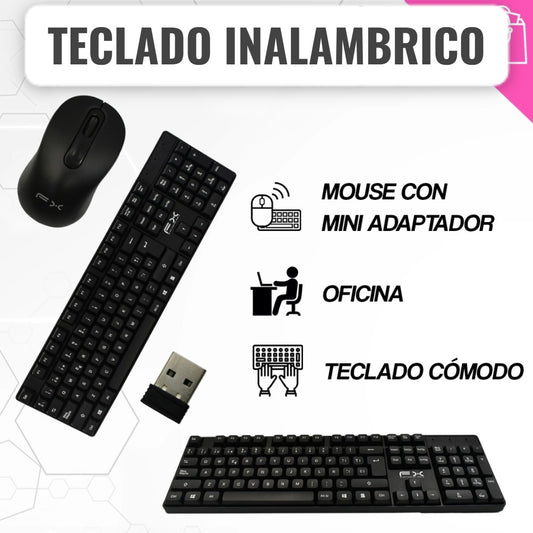 Kit Teclado y Mouse Inalambrico TEC-FX534