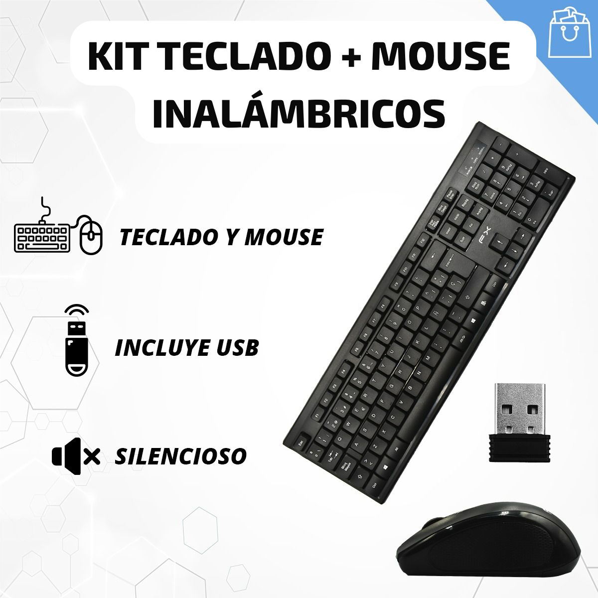 Kit Teclado y Mouse Inalambrico TEC-FX554