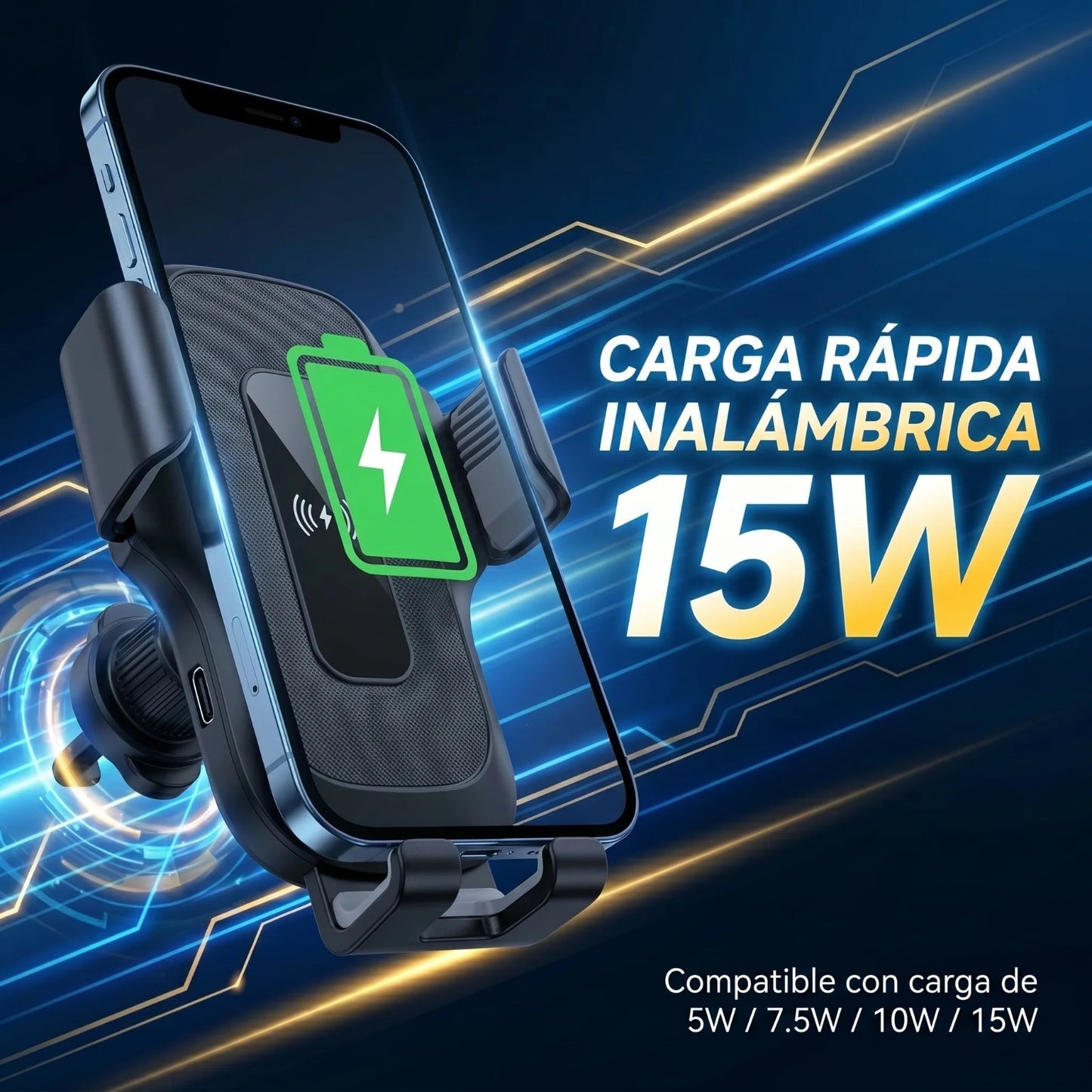 Soporte Con Carga Inalambrica Para Auto 15W ZJ-021