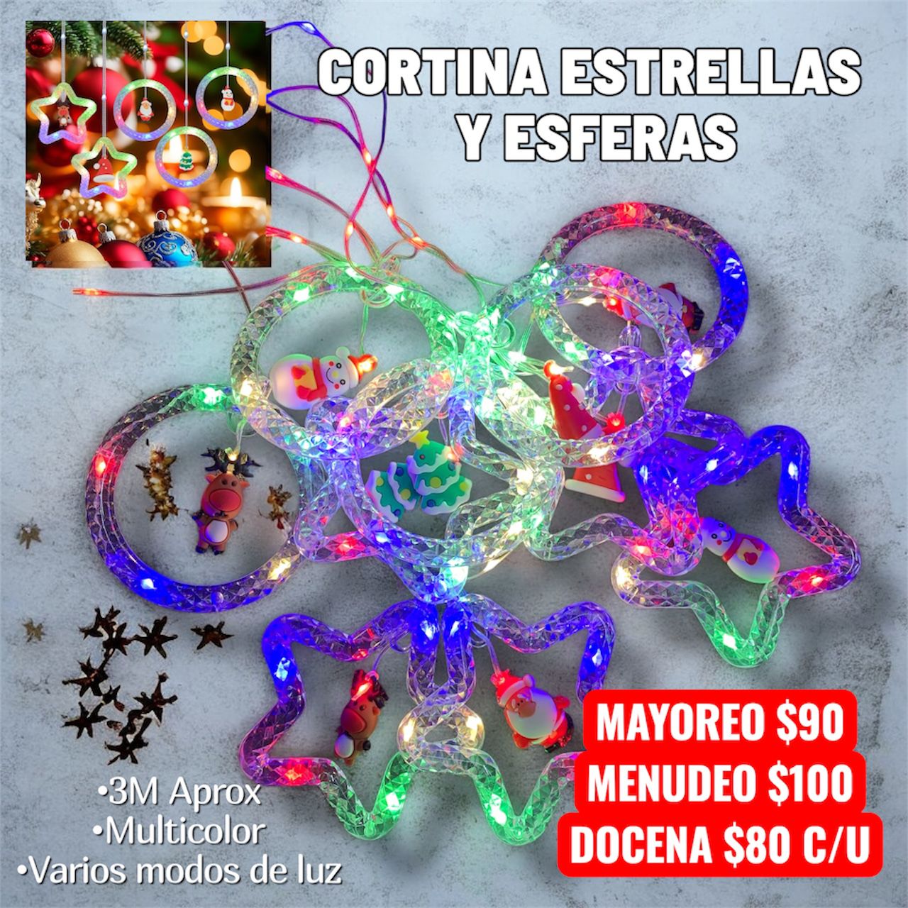 Cortina Esferas Y Estrellas ZSD-101
