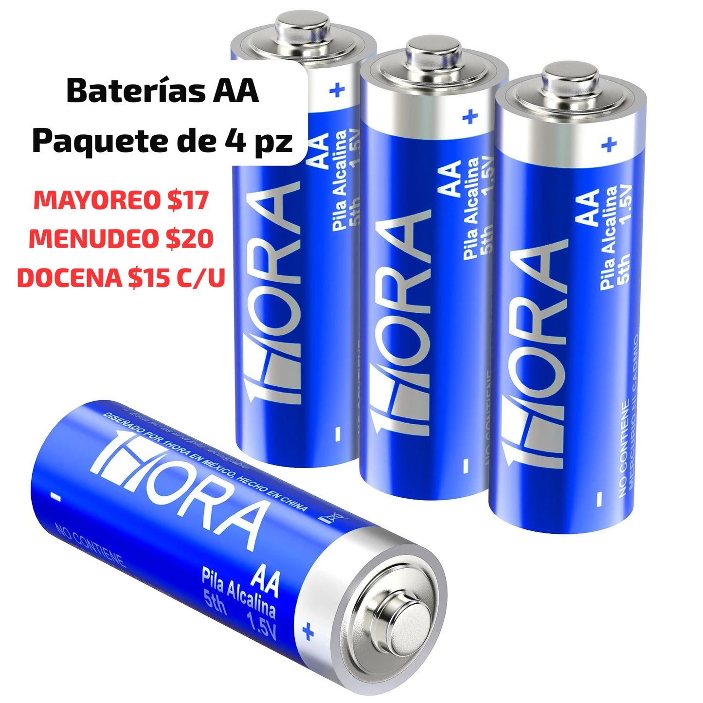 PAQUETE 4 PIEZAS PILA AA 1HORA GAR136