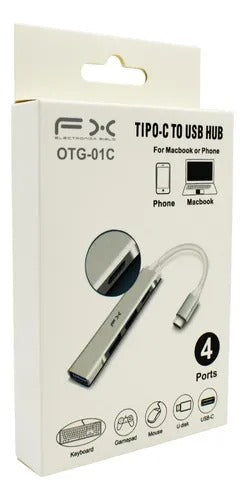 Hub Tipo C con 4 puertos usb OTG-01C