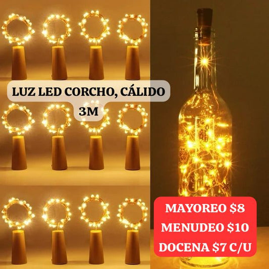 Corcho / Tapon Con Luz Led Calido