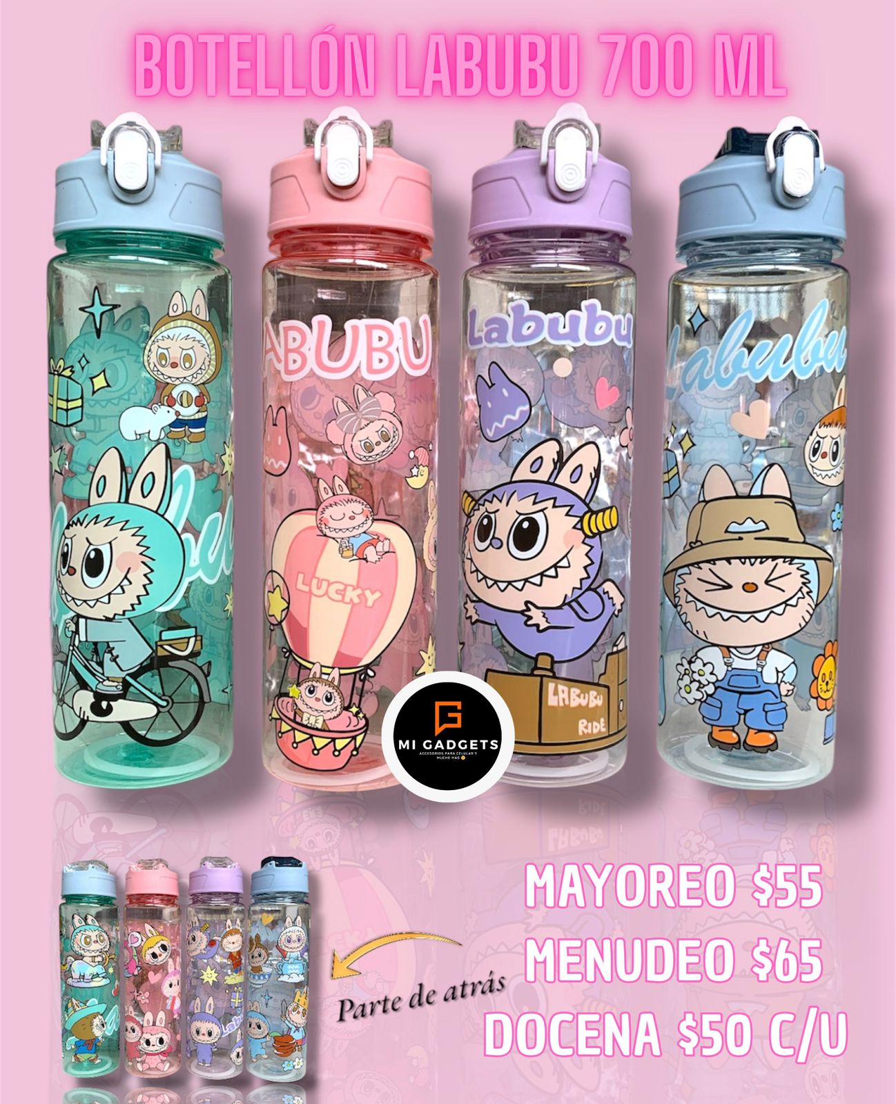 Termo Diseño Botellon Labubu 700 Ml