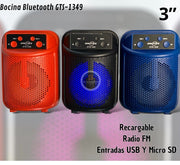 Bocina Bluetooth 3'' GTS-1349