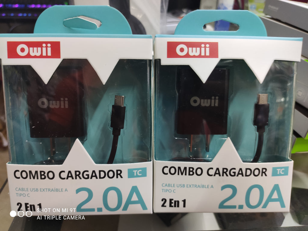 Cargador Y Cable Tipo C 2.0 AMP Owii