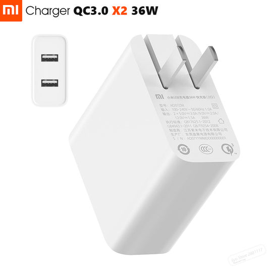 Cubo Cargador Xiaomi 18w 5v 3.6a Dos Puertos Blanco Original