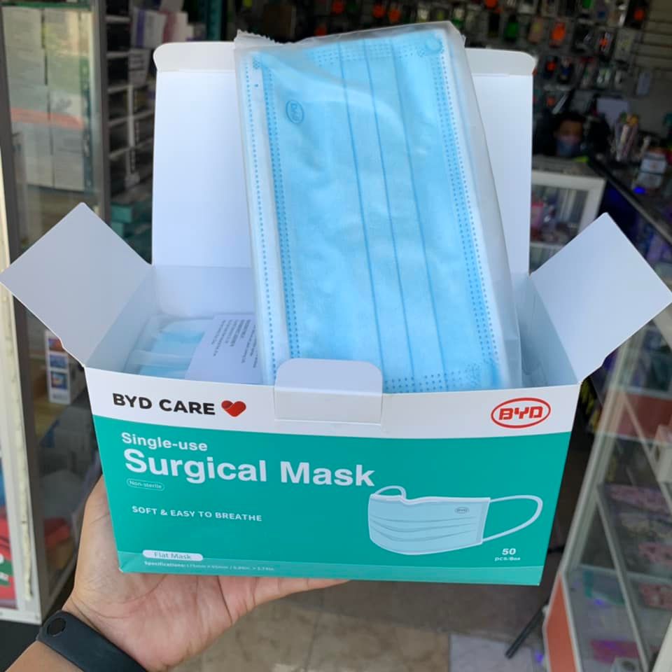 Cubrebocas Tricapa caja con 50 piezas Azul Grado Medico BYD