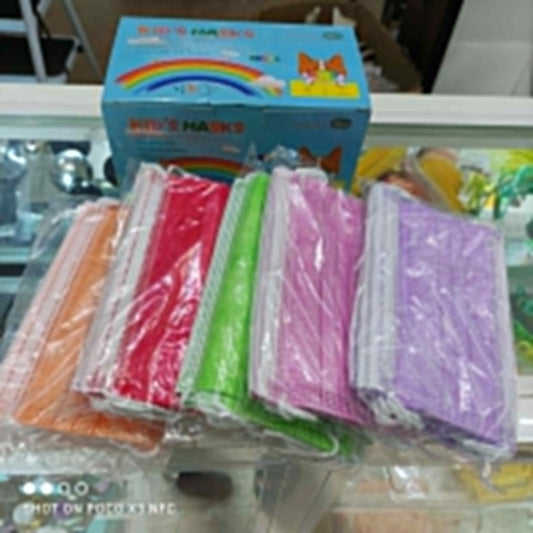 CUBREBOCAS INFANTIL COLORES CON 50 PIEZAS