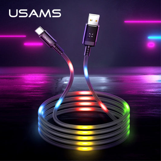 Cable Usb Tipo C USAMS US-SJ287 Carga Rapida 2A Audioritmico Led 1 Metro