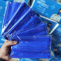 Cubrebocas Tricapa Azul Rey Grado Medico Caja 50 Pz