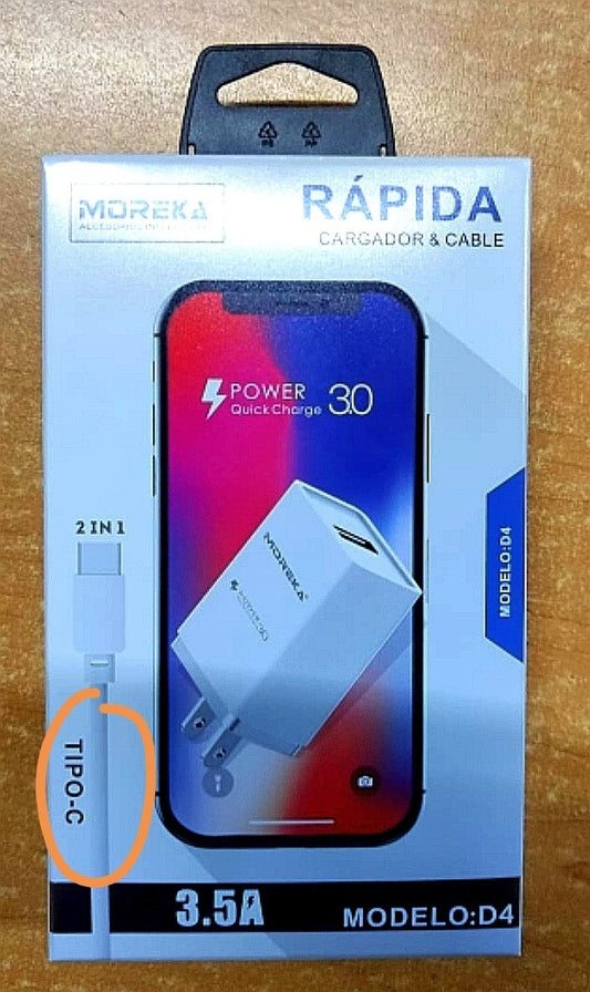CARGADOR Y CABLE MOREKA D4