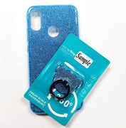 Funda Azul Brillos Con Pop Socket Para Xiaomi Redmi Note 7 / Note 7 Pro