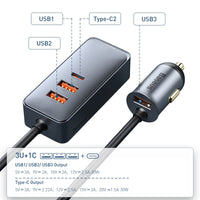Cargador para auto Baseus 120W Carga rapida Quick Charger QC 3.0 PD 3.0 Tipo-C USB