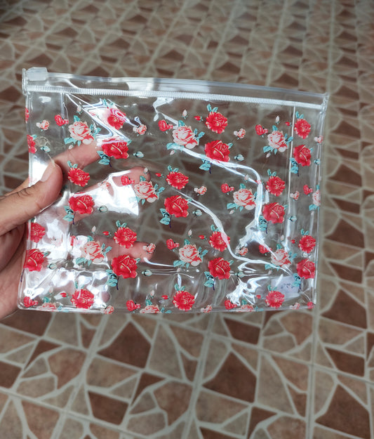 Cosmetiquera Rosas Transparente