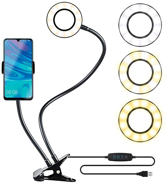 Soporte Flexible con Aro para Celular Luz Led Fotos Videos