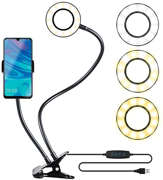 Soporte Flexible con Aro para Celular Luz Led Fotos Videos