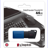Memoria USB Kingston 64GB Negro/Azul Exodia (ASOC)