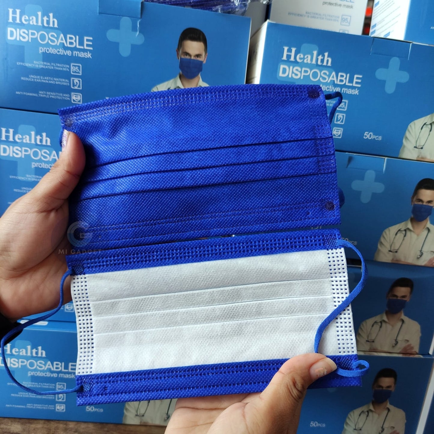 Cubrebocas Tricapa Azul Rey Grado Medico Caja 50 Pz